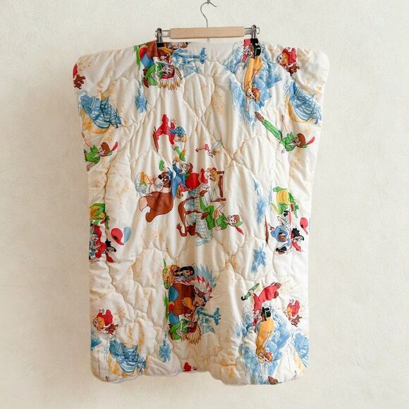 VINTAGE DISNEY Peter Pan Quilted Baby Blanket/Bunting Sleeping Bag Crib - Picture 1 of 9